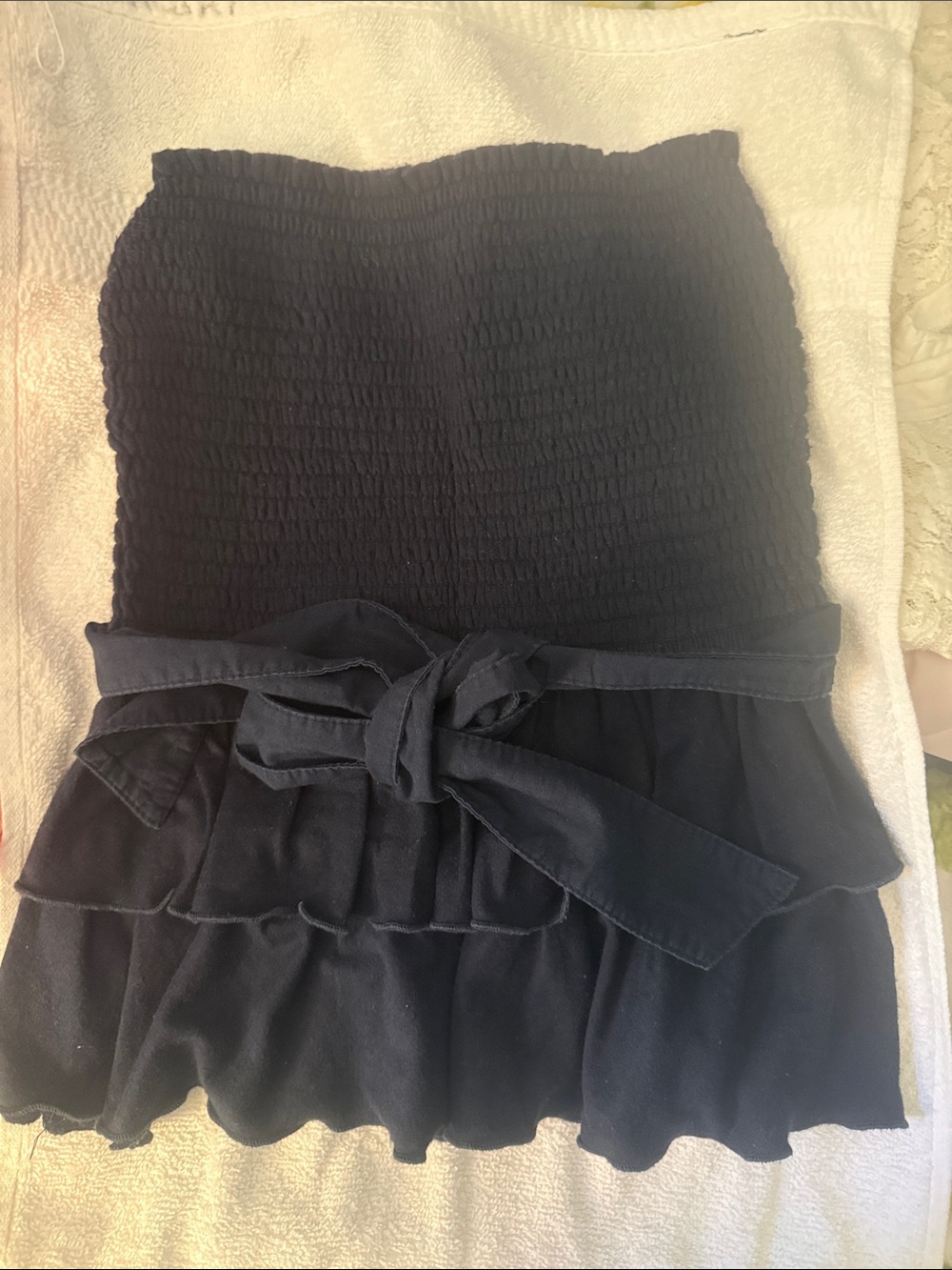 Hollister Women' blue Tiered Ruffle Sundress top with Waist Tie